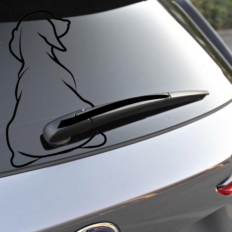 White Funny Dog Car Rear Window Wiper Wiggle Tail Sticker