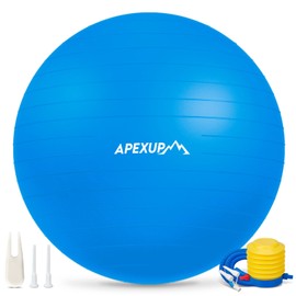 APEXUP Yoga Ball Exercise Ball, Anti Slip Stability Ball Chair, Heavy Duty Large Gym Ball for Fitness, Balance, Core Workout and Physical Therapy (S (15"~18") 45cm, Blue)