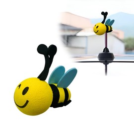 BWBWND Bee Car Antenna Toppers, Happy Bee EVA Foam Automotive Antenna Ball, Easy to Find Car in The Parking Lot Cute Exterior Decoration for Vehicle Truck SUV, Car Accessories (Blue Wink)