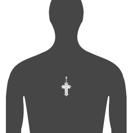 eJewelryPlus Large Sterling Silver Cross without Jesus Pendant Necklace with Diamond Cuts - Without Chain