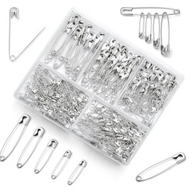 250 Pack Safety Pins Assorted, 6 Different Sizes Small and Large Safety Pins, Safety Pins for Clothes Pins Sewing, Nickel Plated Steel Safety Pin Bulk, Arts and Crafts Supplies (Silver)