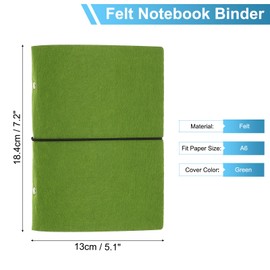 PATIKIL A6 Felt Binder, 6 Ring Soft Cover Refillable Notebook Binder with Cord for Filler Paper Budget Journal Diary Accessories, Green