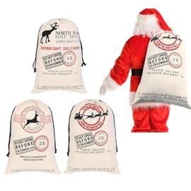 KAHEIGN 3pcs Santa Sack Christmas Santa Sack 70 x 50 cm Large Christmas Santa Bag for Gifts Santa Sack with Drawstring