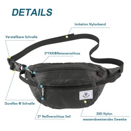 4Monster Travel Fanny Pack with 3-Zipper Pockets, Water Resistant, Ultralight, Portable, Foldable Waist Pack for Hiking, Camping, Cycling Grey