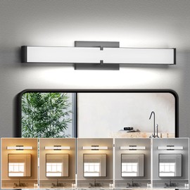 HOPAI Modern LED Bathroom Light Fixtures Over Mirror 16 Inch, 20W 2000 Lumen Dimmable Vanity Lights for Bathroom, 5CCT Bathroom Light Bar, Black Bathroom Light Fixture with ETL Certified