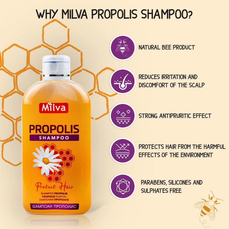 Milva Propolis Honey Bee Shampoo - Scalp Soothing Shampoo for