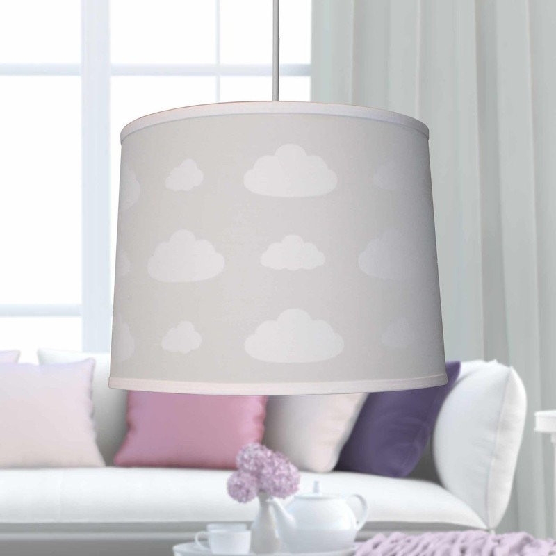 firstchoicelighting Light Grey Cotton with White Clouds Easy Fit Ceiling