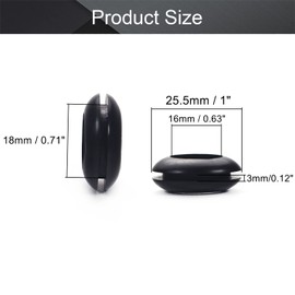 Fielect Rubber Grommet 100Pcs 16mm Inner Dia Oil Resistant Armature Rubber Grommets for Wiring Cable Black