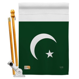 Breeze Decor HS108271-BO Pakistan World Nationality Decorative Vertical, House Flag Set 28"x 40" w/Flagpole, Multi-Color
