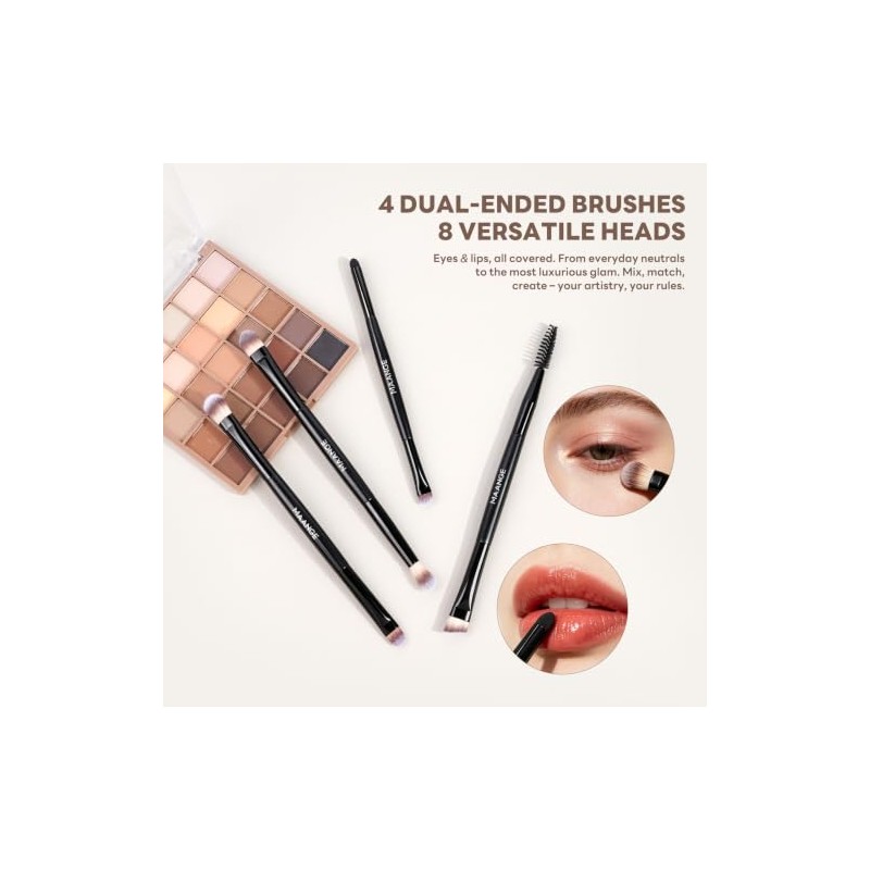 MAANGE Brochas para Maquillaje Profesional, 6 Piezas de Doble Punta