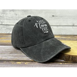 Shenbors Embroidered Best Nana Ever Hat Gift for Women, Washed Black Baseball Cap Trucker Dad Hat Embroidery Snapback Hat