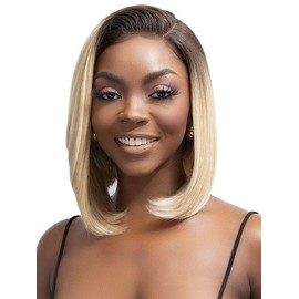 Janet Collection melt HD 360 HUMAN HAIR BLEND PRIME UNIMIX Hand-Tied 13X6 Frontal Baby Hair Transparent Lace Glueless BRYN Wig (COLOR #1)