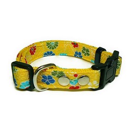 Zenpets Crepe Collar for Dogs, Japanese Pattern, Made in Japan, 0.6 inch (15 mm) Wide, Puppies, Small Dogs, Crepe, M-Yellow