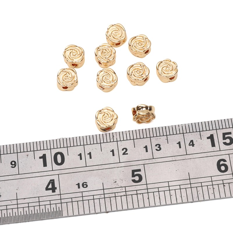18K Real Gold Plated Non-Tarnish Rose Flower Spacer Beads 6.5x4mm