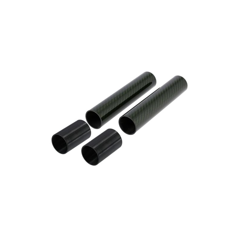 Set: 2x Cover für Telegabelholme + Verlängerung, Echt-Carbon - Grün