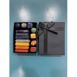Gift Box 7 Chakra Set Tumbled Stones 7 Chakra Points Wands Tower Stone Set Meditation Stone Yoga Amulet Meditation Double Point Wand