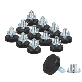 AHCUTE Furniture Leveling Feet with T-Nuts, 12 Pack, 1/4 Inch Thread, Adjustable Height, Non-Slip Felt Pads (1/4" 12Pcs Set)