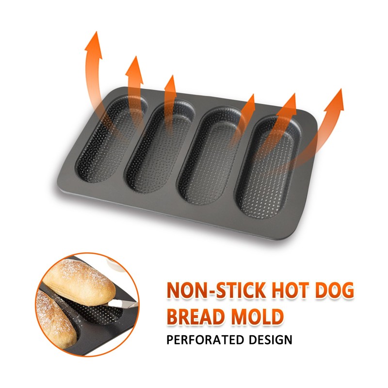 JSJMOFA Hot Dot Bun Pan, Perforated Carbon Steel Bread Loaf