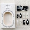 Black Press on Nails Medium Almond Fake Nails Star False