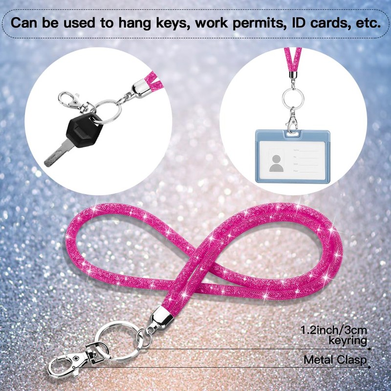 Soleebee Card Holder Lanyard Bling Rhinestone Lanyard with Key Ring