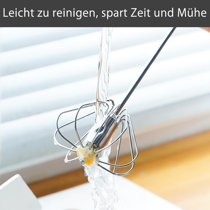 Semi-automatic stainless steel whisk, 2 pieces, stainless steel whisk for
