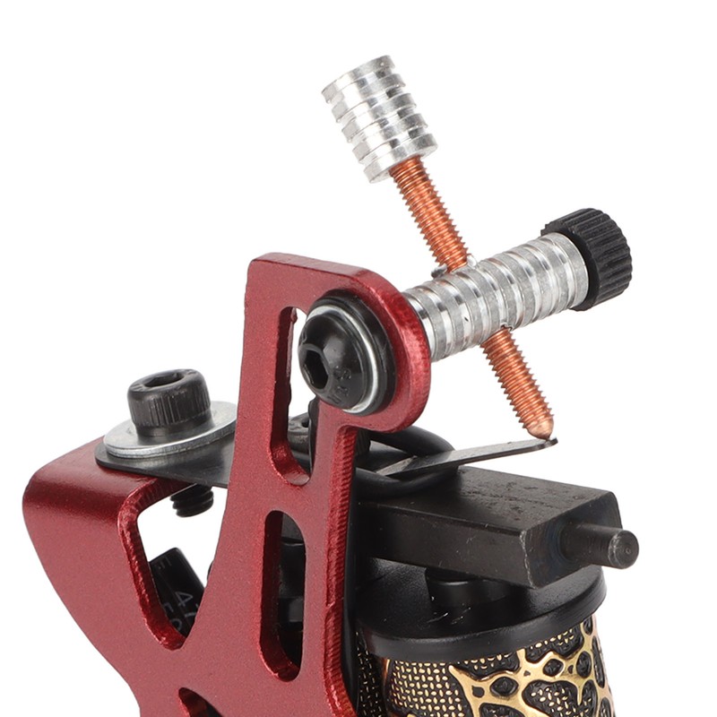 10 Wraps Coil Tattoo Machine Iron Frame Red Hollow Butterfly