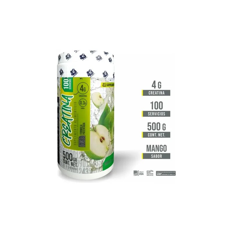 Creatina 500gr 43 Supplements 1200 Servicios Manzana Y Mango