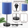 Table Lamps Set of 2 with USB Charging Ports, Blue