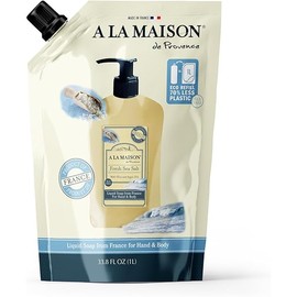 A LA MAISON French Liquid Hand Soap Eco-Friendly Refill Pouch, Fresh Sea Salt - Natural Hand Wash Made with Essential Oils - Biodegradable, Plant-Based, Vegan, Alcohol & Paraben Free (33.8 oz, 1 Pack)