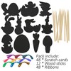 FINGOOO 48 pieces Easter Scratch Art for Kids Egg Scratch