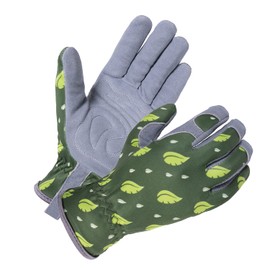 SKYDEER Womens Gardening Gloves with Soft Deerskin Leather Suede, Extra Hands Protection, Enhanced Cooling Back, Machine Washable, Skin-Friendly (SD6615/L)