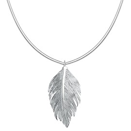 Vinani 2AFD-S00 Shiny Feather Pendant with Snake Chain 925 Sterling Silver Chain Italy Bird Wings, Sterling Silver
