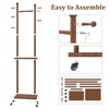 PZDJUMO Solid Wood Coat Rack Clothes Rack with Wheels &