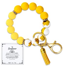 Lervuh Inspirational Bracelets for Women Spinning Sunflower Bracelet Sunflower Gifts for Women Sunflowers Keychain Christmas Stocking Stuffers Birthday Gifts for Sunflowers Lovers Daughter Niece
