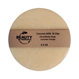 Handmade Coconut Milk and Clay Soap Bar – Face and Body Soap - Lavender Orange Scent - 100% Natural and Organic Ingredients – for Men, Women 4 OZ