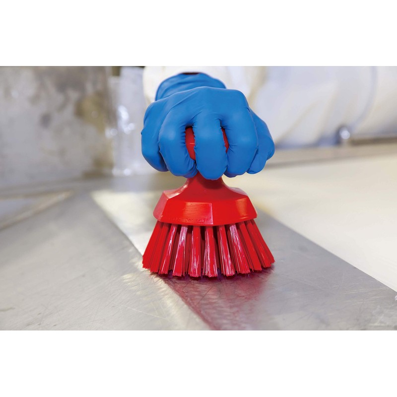 Vikan 38856 Hand-Held Scrub Brush, Polypropylene, Polyester Bristle, 5", Yellow