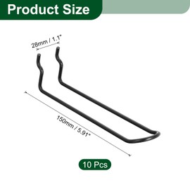 sourcing map 10Pcs Pegboard Hooks, 6 Inch Stainless Steel Peg Board Display Hook Metal Hanging Organizer Accessories for Garage Office Kitchen Stores, Black