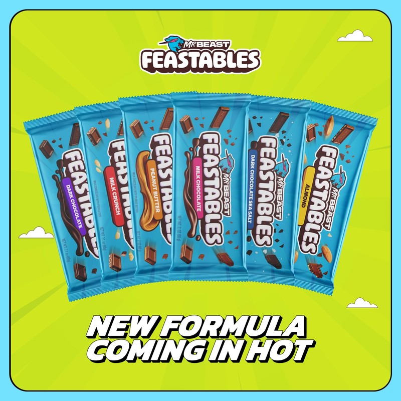 Feastables Peanut Butter Milk Chocolate Crunch KING Size Chocolate Bar,