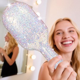 Luxury Rhinestone Hair Brush for Women - Bling Detangling Comb with Anti-Static, Perfect for Wet or Dry, Straight & Wavy, Curly, Hair, Great Gift for Holidays and Special Events