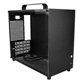 ALAMENGDA V500 Mini Portable M-ATX/ITX Computer Case, MINI-Tower CASE, Full Side Transparent Acrylic DIY Desktop Case with Handle, Support 320MM GPU Size (Black-2.0)