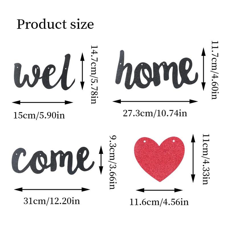Welcome Home Banner, Welcome Home Decorations Banners Flag, Glitter Bunting