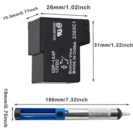 G8P-1A4P-12VDC 30A 250VAC Fully-Sealed PCB Relay Kit with Soldering Sucker Pump - Perfect for PC Board or Panel-Mounted Applications, Solves F01 Code Problem of Dryer
