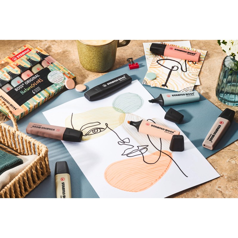 Highlighter - STABILO BOSS ORIGINAL NatureCOLORS - Pack of 4