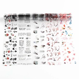 JERCLITY 10 Rolls Chinese Style Nail Foil Transfer Sticker Chinese Characters Ink Painting Pattern Nail Foil Sheets Foil Nail Art Decals Nail Foil Transfer Stickers Foil Nail Wraps for Foil Nail Art