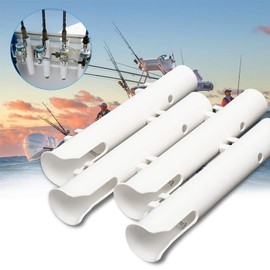 CLIO 4 Pcs Fishing Rod Holder Racks Portable Fishing Rod Stand-Off Tube Rod Pole Holder Bracket Support (White)