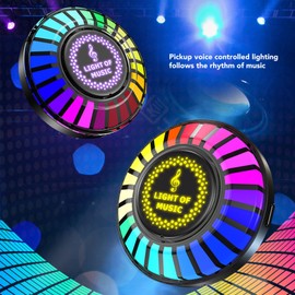 Car Sound Light, RGB Magnetic Music Rhythm Lamp with APP Control, 3D Effect Pickup Ambient LED Lights, for Car Gaming