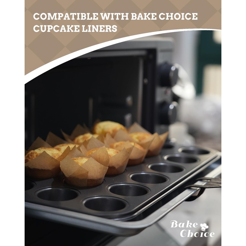 Bake Choice Mini Muffin Pan includes 200 Natural Cupcake Liners,