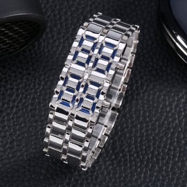 Fashionable Steel Band LED Lighting Pair Wrist Watch [03], Electronic Wrist Watches, Women