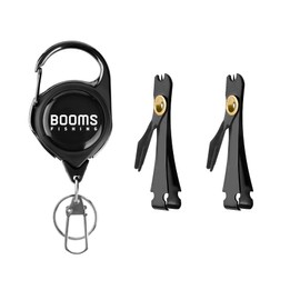 Booms Fishing FC2 Fishing Knot Tools Fishing Line Clipper, 2pcs Black Fishing Nail Clippers and 1pc Retractor
