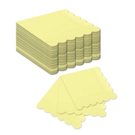 qiqee Elegant Yellow Cocktail Dinner Napkins 5x5inch Disposable Beverage,Wedding, Birthday Party Dessert Wave Paper Napkins(120 Count)